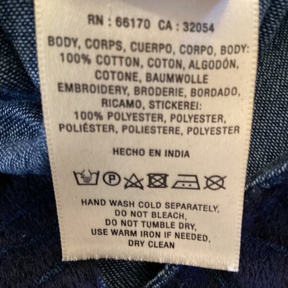 Ne Quittez Pas Anthropologie Top Size Small Peasant Denim Embroidered Blouse Tas - Picture 9 of 9